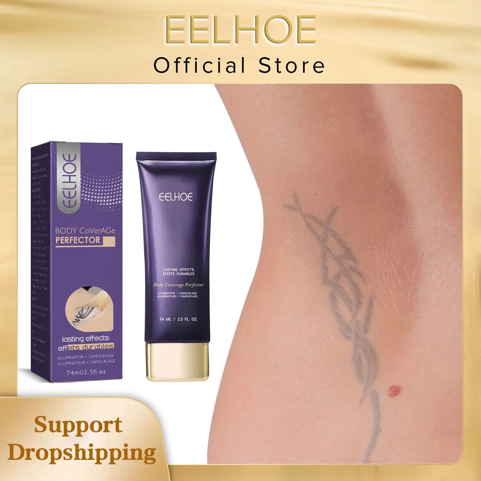 Corrector for Tattoos Waterproof Background Professional Knee Cover Full Cover Scar Birth Marks Macchia Lentiggine Long-Term Covering Makeup