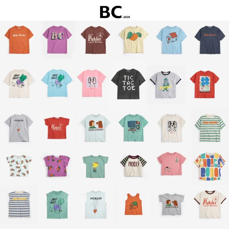 BC 2026 Nuove T-shirt per Bambini Estive Casual a Maniche Corte Magliette in Cotone con Stampa Cartoni Animati per Bambini e Bambine Abbigliamento per Bambini 2-7 Anni