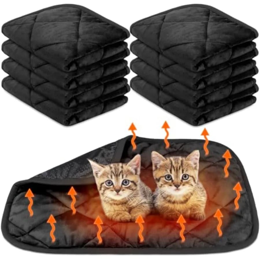 8 Pack Self Heating Cat Mat Self Warming Cat Bed Extra Warm Thermal Pet Bed Mat Reflects Body Heat Washable Dog Crate Pad for I