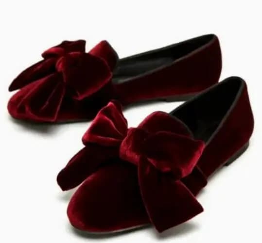 Wine Red Burgundy Velvet Round Toe Big Butterfly Knot Flat Shoes Ladeis Low Top Shallow Slip On Casual Loafers Ourdoor Shoes