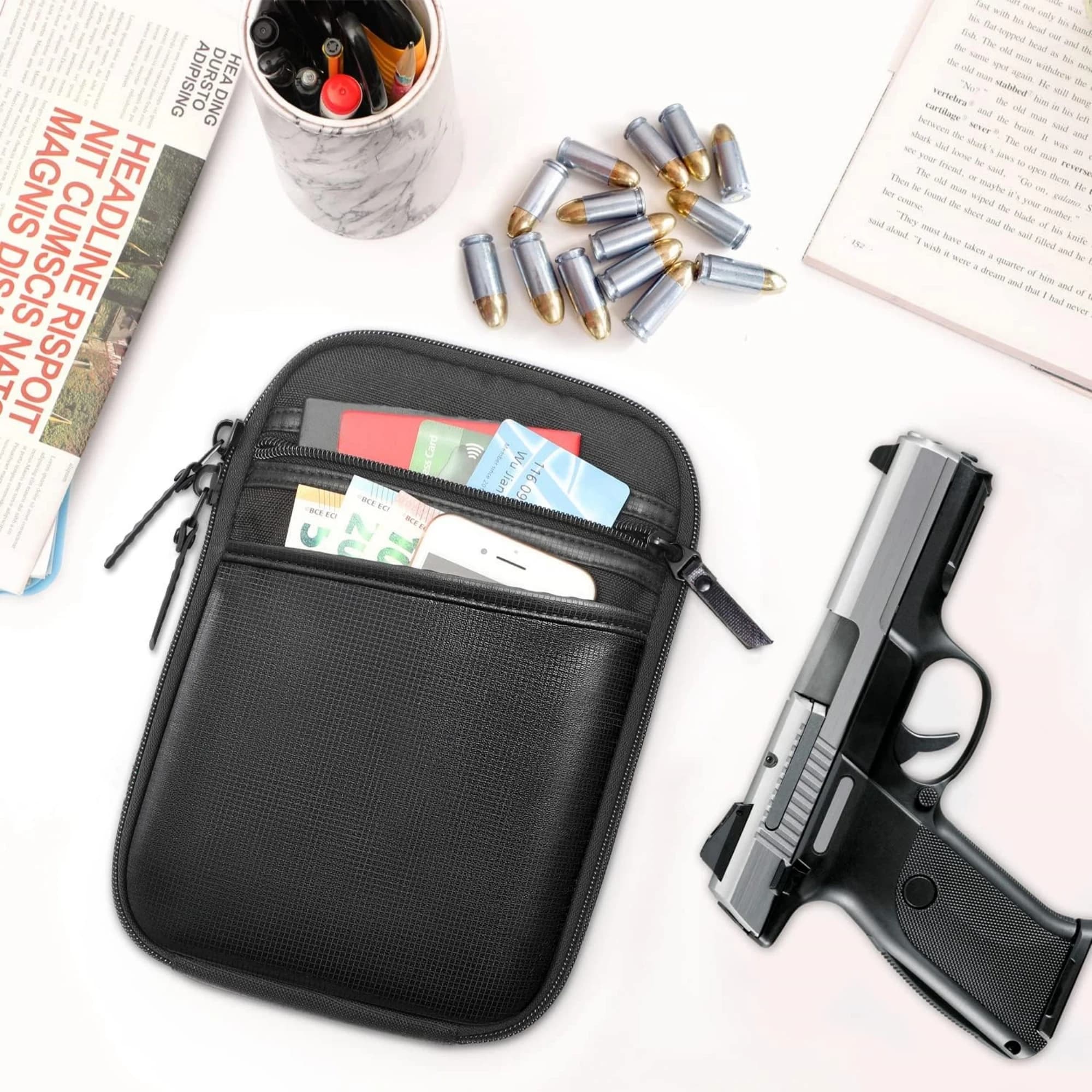 Concealed Carry Gun Pouch, Soft Pistol Case Fanny Pack Waist Belt Gun Bag with Holster for Handgun, Air Gun, Men, Women