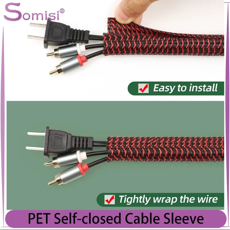 Guaina Flessibile Autochiudente in PET per Cavi, 5-25mm, Lunghezza 1-10M, Resistente al Calore, Protezione e Gestione Cavi