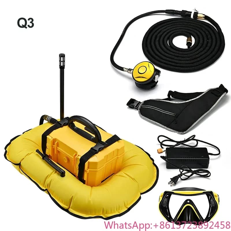 Attrezzatura per Immersioni Subacquee e Snorkeling, 15 Metri, 3-5,5 Ore di Autonomia, Ventilatore Mobile, Nuovo Modello per Immersioni Invernali su Ghiaccio