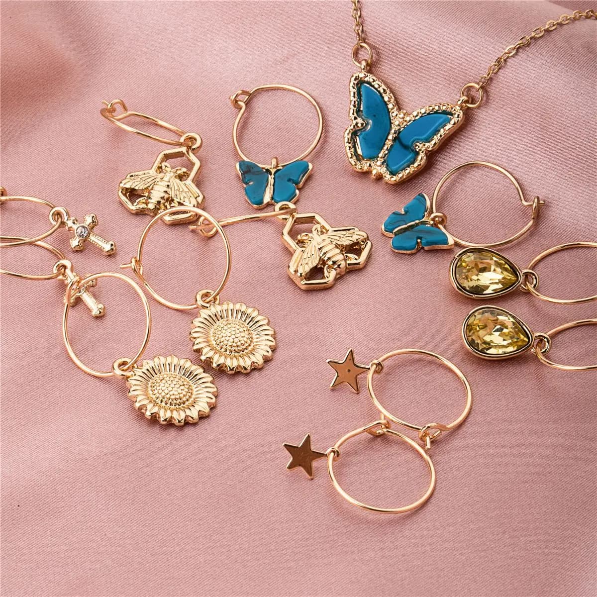 Creative Fashion Jewelry Cross-Border Autumn New Style Alloy Box Chain Necklace with Pendent European And American Style