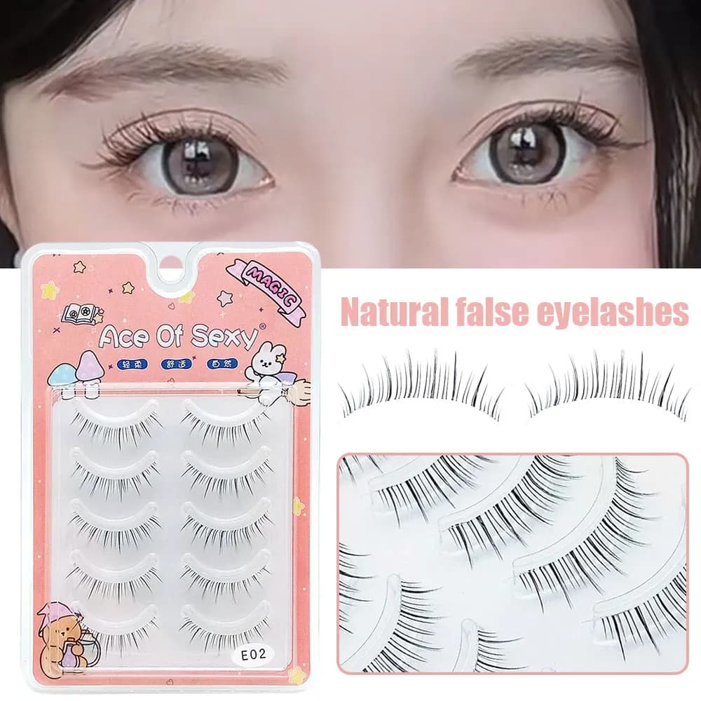 5 Paia di Ciglia Finte Naturali 3D per Trucco Quotidiano, Ciglia Finte con Fascia Trasparente, Accessori di Bellezza