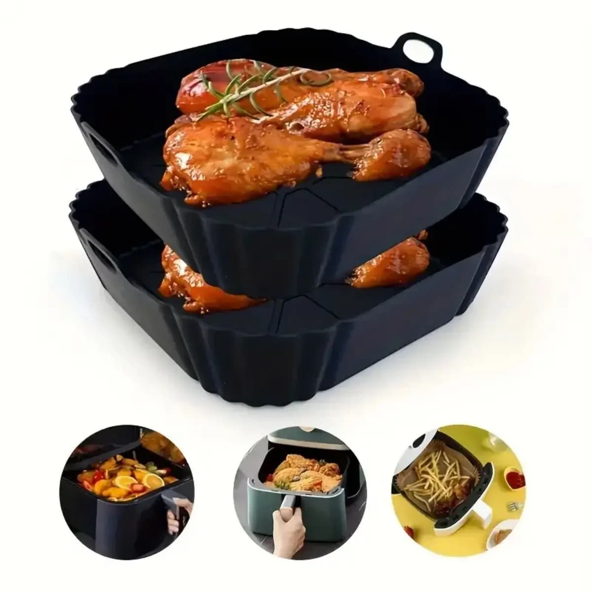 1 piece silicone reusable air frying machine - Foldable and non-stick oven - Heat resistant, kitchen accessory