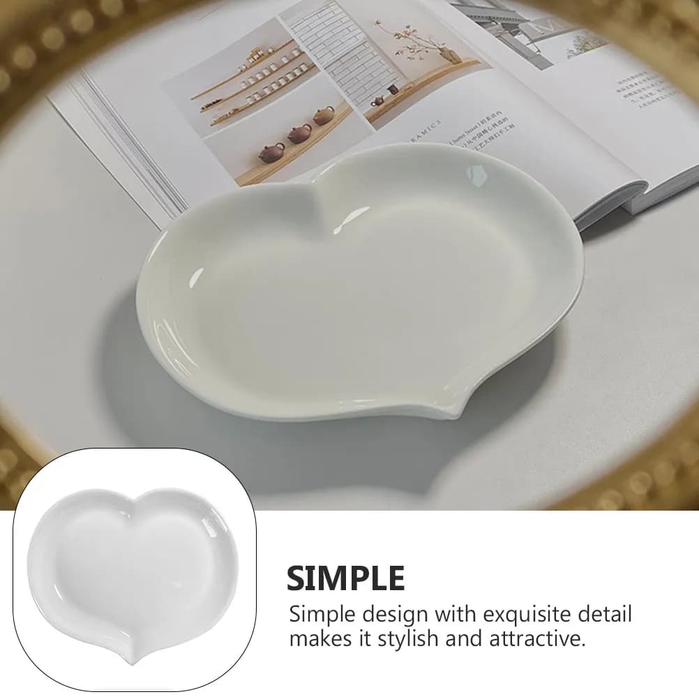 Vassoio in Ceramica Premium a Forma di Cuore per Frutta, Piatto per Snack, Espositore per Gioielli, Decorazione per la Casa e la Tavola