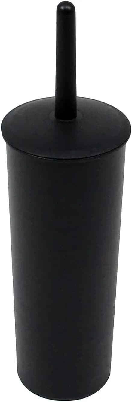 Set compatto di spazzola e supporto per WC - Salvaspazio, Pulizia Profonda, Design con Coperchio per l'organizzazione del bagno, Nero