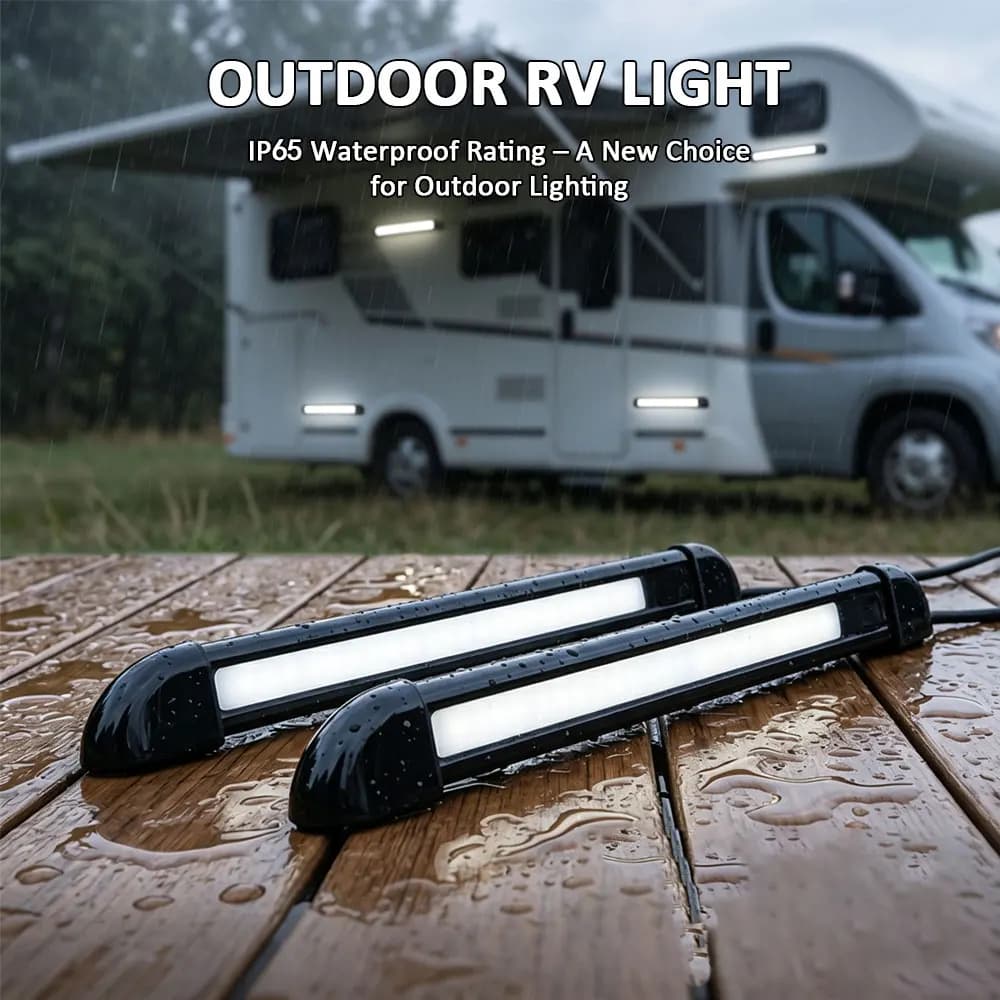 255mm Dual Color LED Awning Lights 12V/24V DC RV Porch Strip Light Bar Waterproof/Mosquito Proof Outdoor Camping Lamp Motorhome