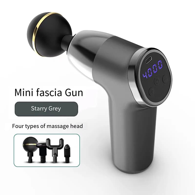 Micro Mini Fascia Gun 4 Massage Head Deep Muscle Tissue Relaxation Fitness Multi Frequency Electric USB Charging Massage Gun