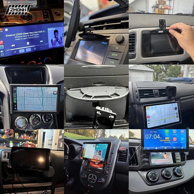 [H]CD Slot Mount For Carplay Screen 17mm Ball For Cell Phone In-Car 4"-11" Monitor Android Auto Tablet CD Holder