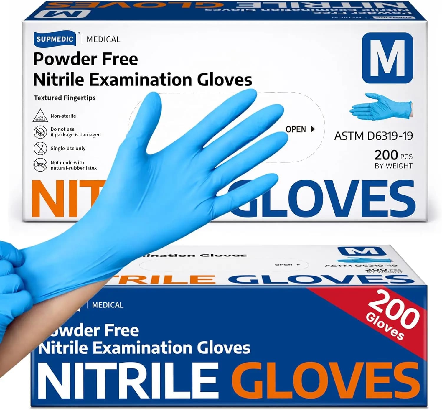 Medical Soft Max™ Nitrile Exam Gloves 200 Count Latex & Powder-Free Food Safe Cooking Cleaning Disposable Glove Blue