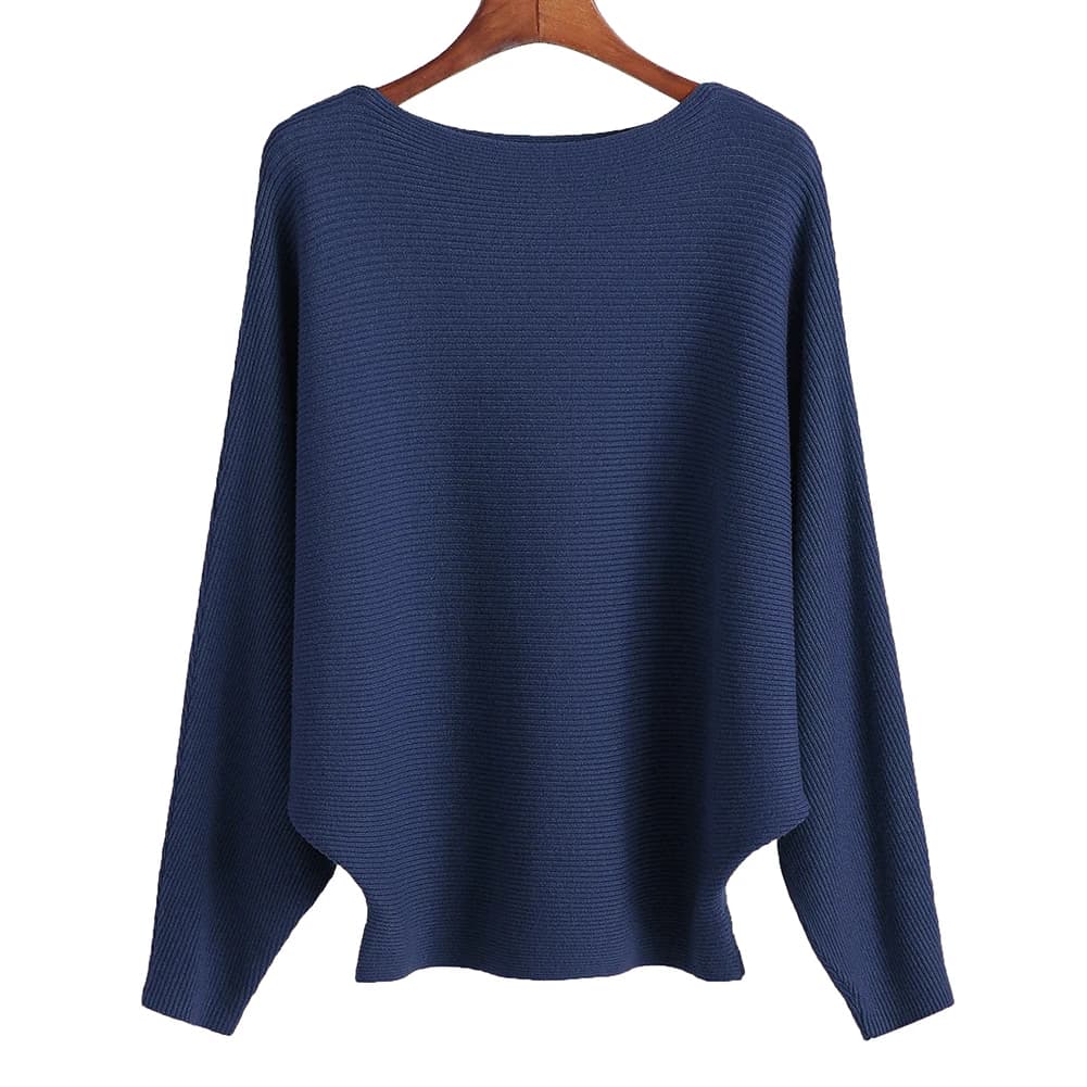 BHflutter Plus Size Batwing Maglione lavorato a maglia a maniche lunghe Pullover Donna Autunno Inverno 2022 Scollo a barca Maglioni caldi oversize Top