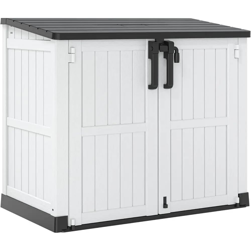 Portable 36 Cu. Ft. Lockable Outdoor Storage Cabinet, Waterproof Patio Shed, Easy Assembly Resin Box