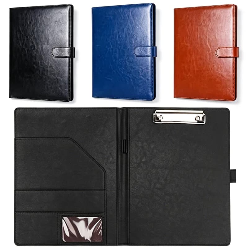 A4 Leather Business Portfolio Folder, Multifunctional Document Organizer for Contracts & Meeting Minutes, Office Stationery