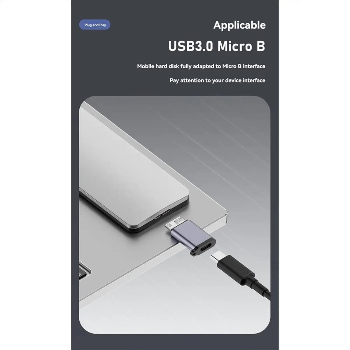 A64I Micro-B Male to Type C Female Adapter Type-C USB3.0 Micro-B Connector for External Hard Drive Disk HDD Cable Adapter