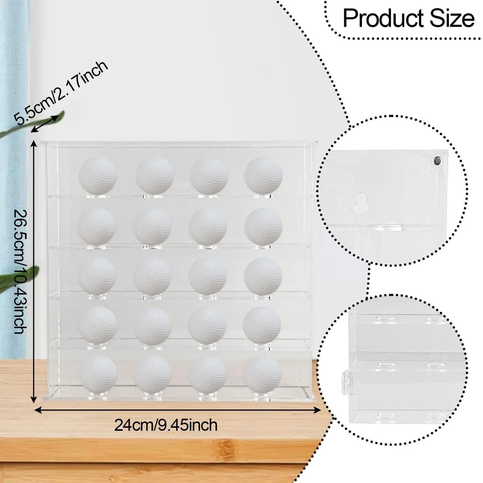Premium Acrylic Golf Ball Display Case 20 Slot Holder Transparent Collection Box for Golf Enthusiast Gifts