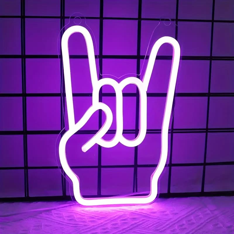 Rock Gesture LED Neon Sign, efficiente dal punto di vista energetico, montabile a parete, perfetto per camera da letto, camera, Bar, matrimoni, decorazioni per feste di compleanno