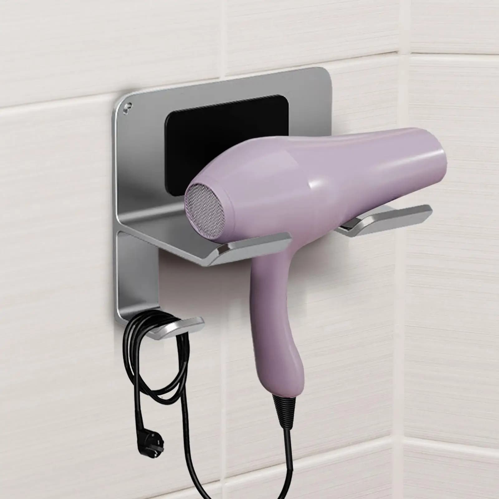 Supporto per Asciugacapelli da Parete Adesivo, Porta Piastra e Asciugacapelli, Appendi Asciugacapelli a Muro per Bagno, Casa, Camera da Letto, Salone