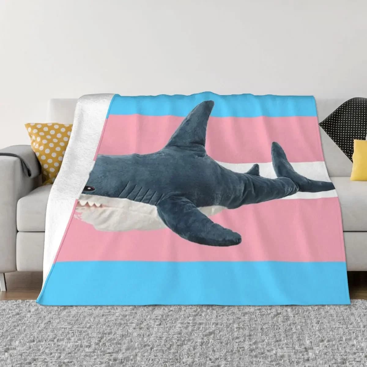 BLAHAJ SHARK TRANS FLAG coperta da tiro morbida Plaid divani coperta trapuntata coperta pelosa