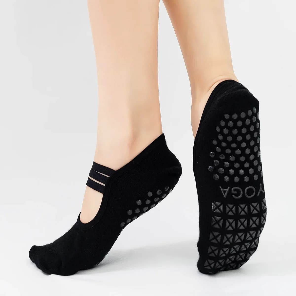 Silicone Anti-Slip Yoga Socks Professional Floor Pilates Socks Women's Sports Fitness Ball Socks for Indoor Breathable Cotton Backless