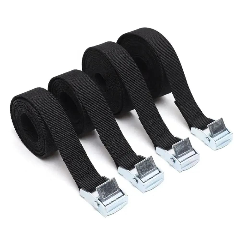 Black Tie Down Straps Metal Buckle Adjustable Luggage Straps 1/2/3 Meters*25mm Strong Ratchet Belt Tow Ropes for Trailer Luggage
