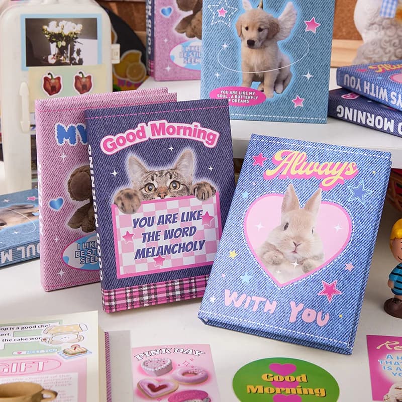 80 pz Kawaii A7 Notebook Bunny Bear Puppy Diary Agenda Planner Journal coreano fai da te raccogliere libro blocco note carino cancelleria scolastica