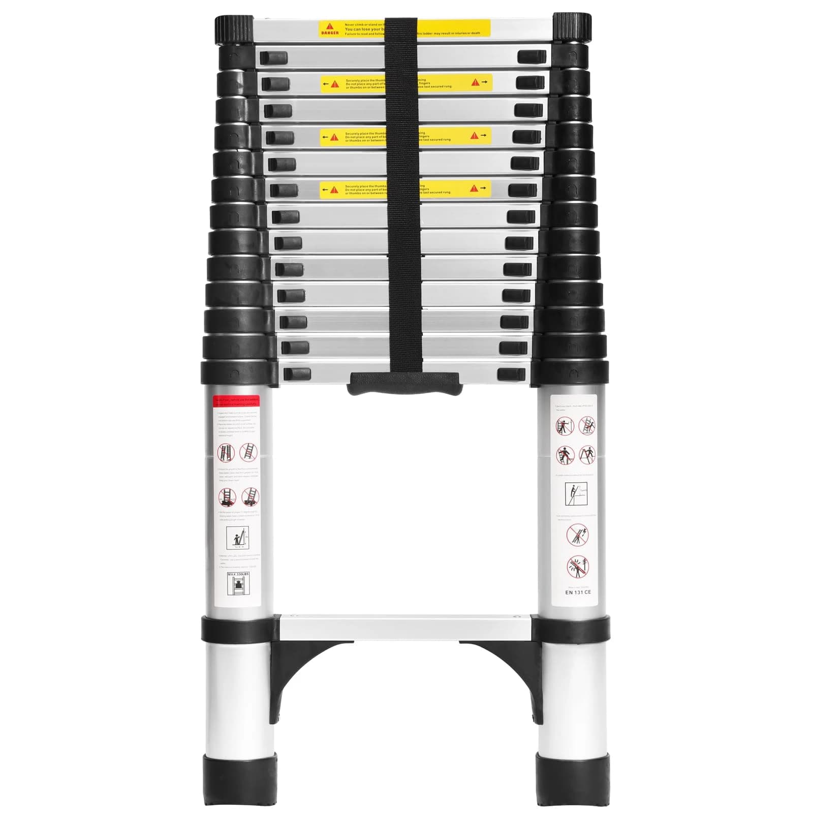 14.5 FT Heavy D/uty Aluminum Telescoping Ladder 2 Triangle Stabilizers 300 Lbs Max Capacity Material Home Outdoor Work