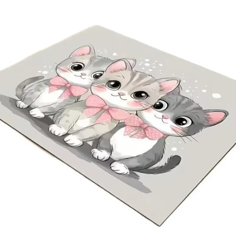 Cute Cartoon Cat Linen Texture Pet Feeding Mat Non Slip Waterproof Protect Floor For Dog Cat Food Water Bowl Indoor Daily Use