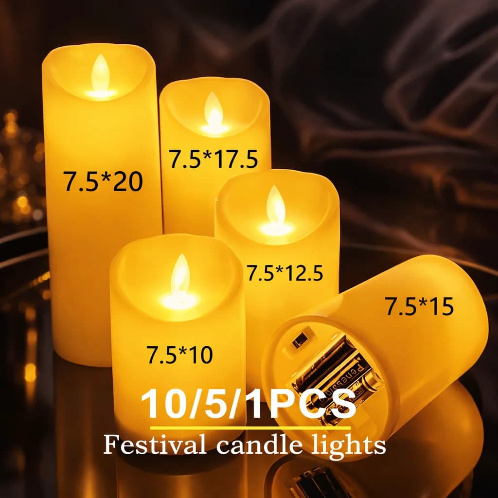 Candele LED Senza Fiamma all'Ingrosso con Luce Tremolante per Decorazioni Natalizie, Matrimoni, Feste di Compleanno, 1-10 Pezzi a Batteria