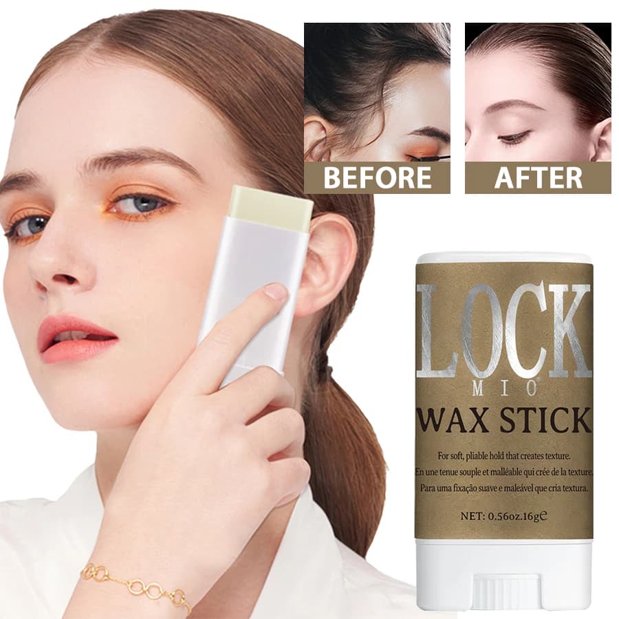 LOCKMIO Stick di cera per capelli per donne e bambini, tenuta a lunga durata, pomata, controllo dell'effetto crespo rotto, cera per lo styling flyaway per parrucche naturali