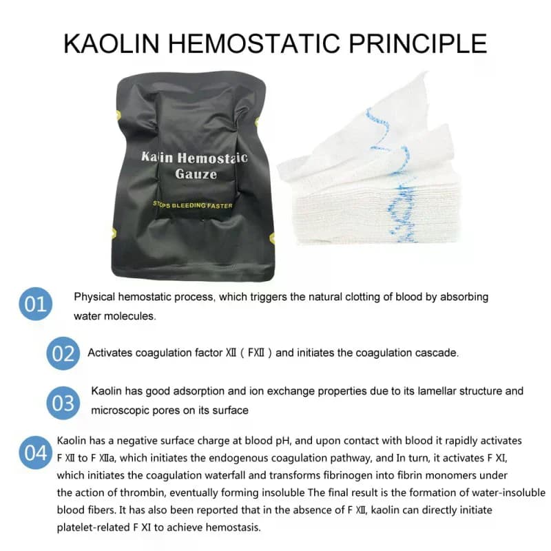 Garza di caolino emostatico Combattimento di emergenza Trauma Z-Fold Solubile per Ifak Tattico militare Kit di pronto soccorso Medicazione medica della ferita