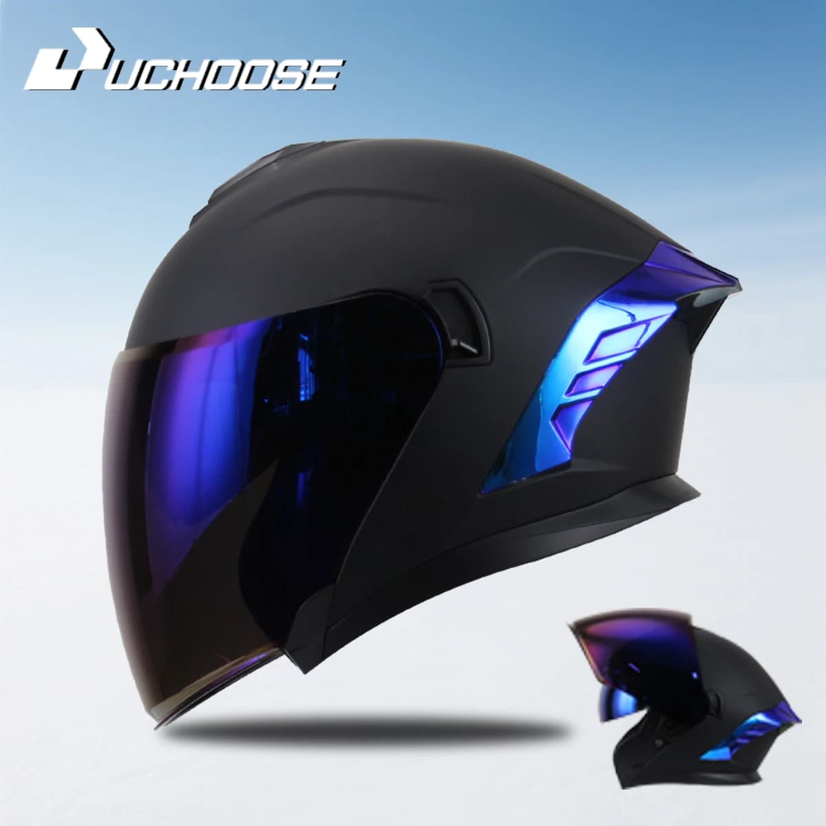 715-Full modular folding helmet with double visor for motorcycle racing helmet for road bike anti-fog for woman and man helmet retro 3/4