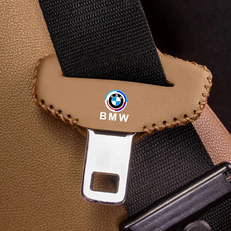 1/2Pcs PU Leather Car Safety Belt Plug Protective Cover Fit For BMW 50th Anniversary G20 G30 G32 E90 E84 F48 F39 F30 F20 F10 F40