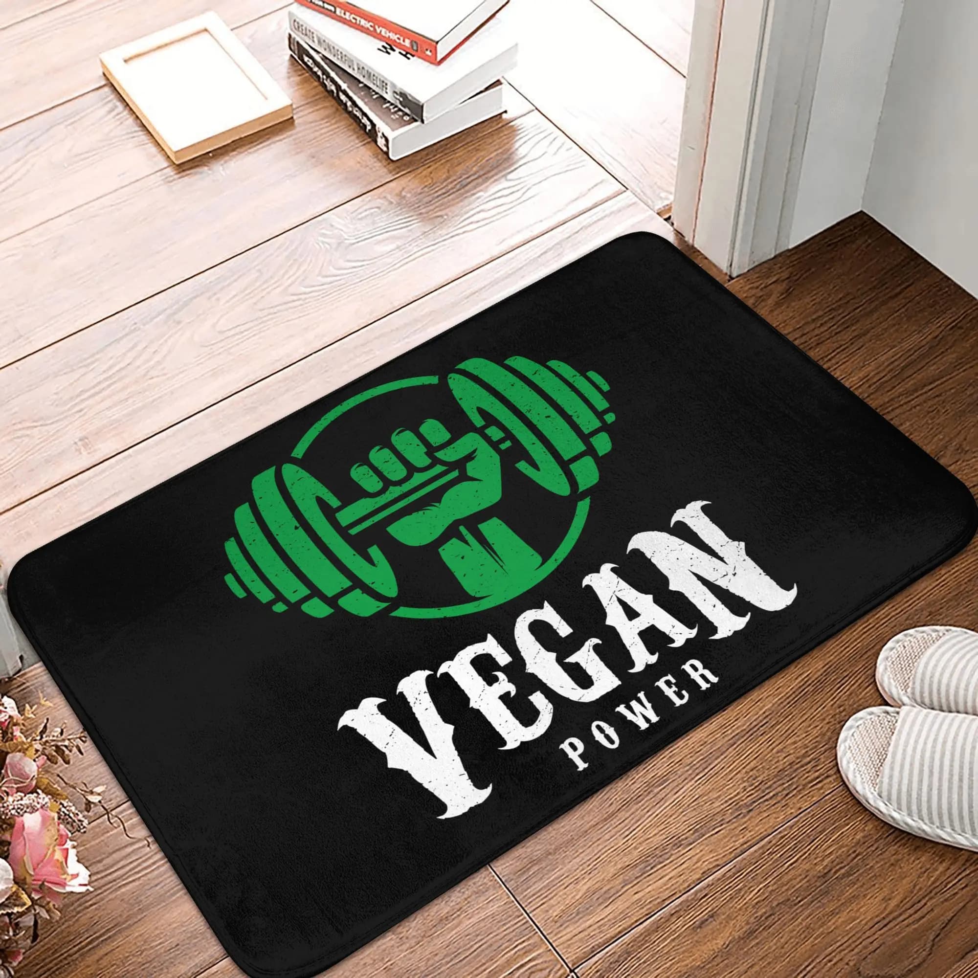 Tappetino Vegan Power antiscivolo per ingresso, cucina, bagno, tappetini per pavimento alimentati da piante, tappeto per garage