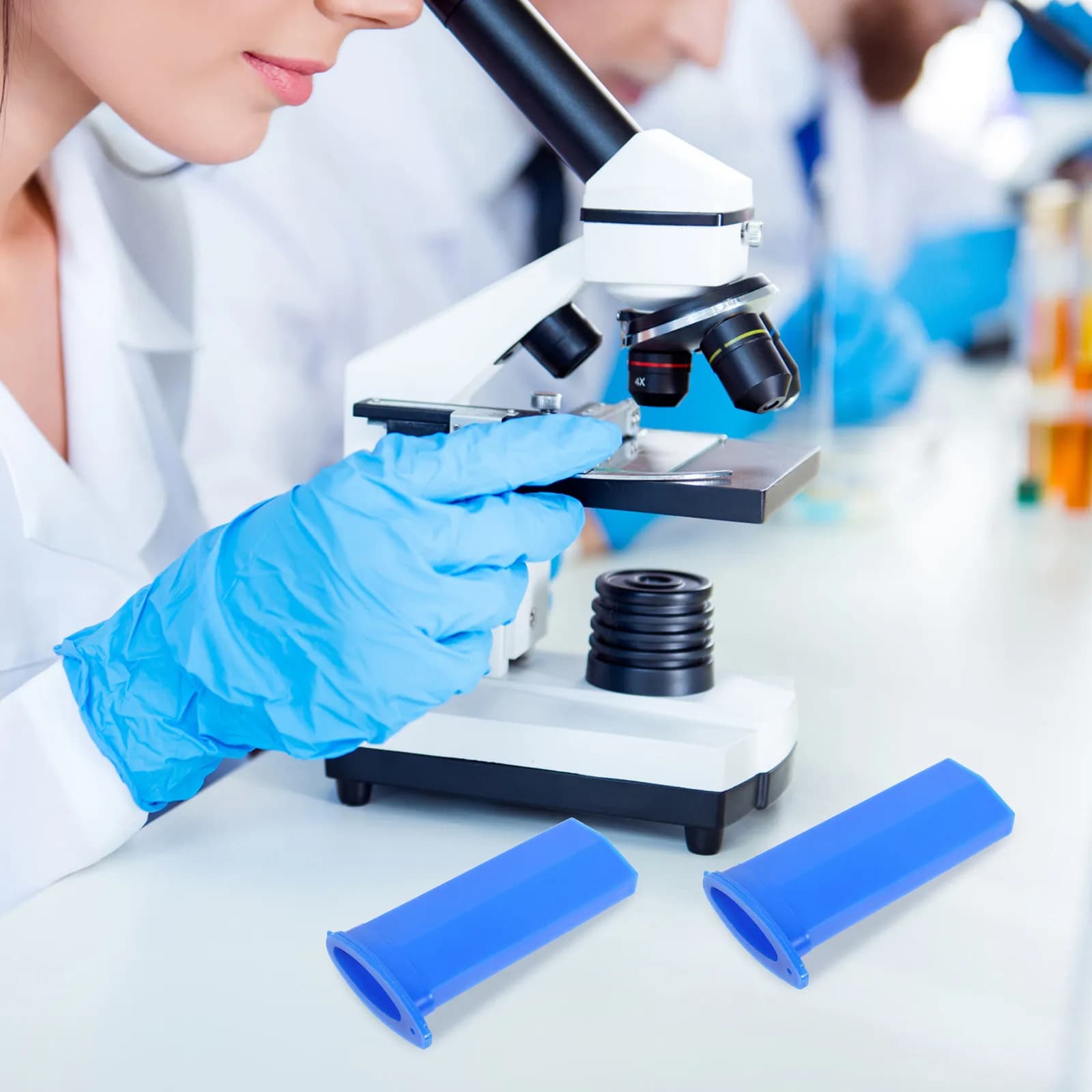 2 Pezzi Contenitore in Plastica per Vetrini Microscopici da Laboratorio con Coperchio, Protezione Sigillata Sicura per Laboratorio