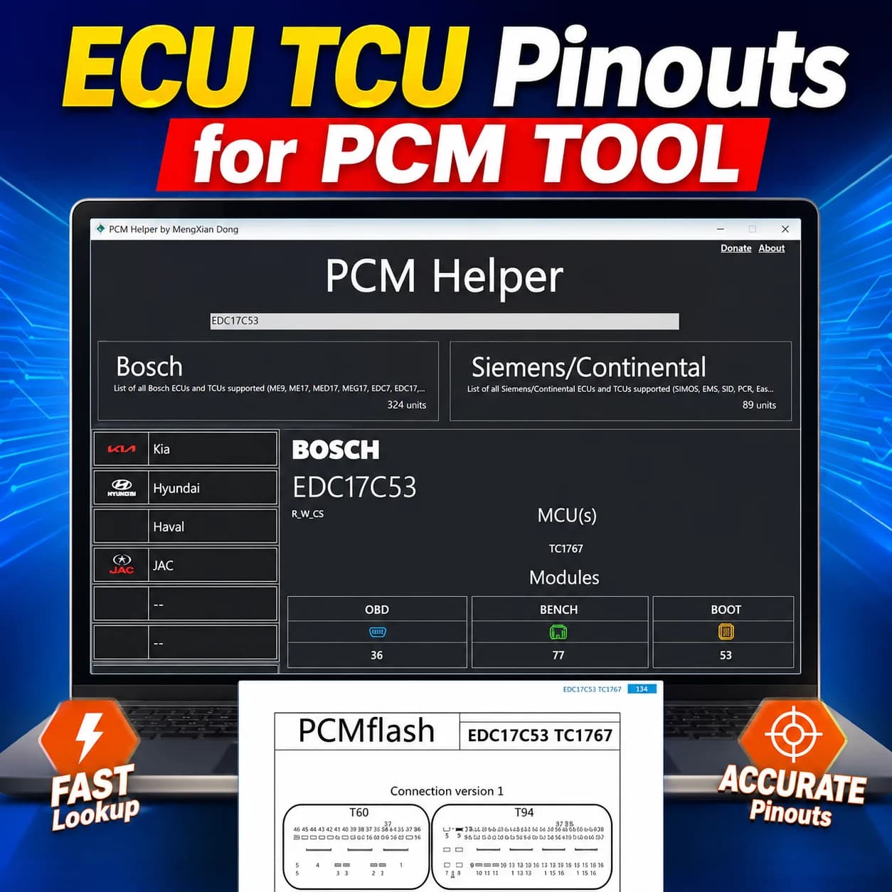 2026 NEW PCM Helper Software for Bench Boot PCMhelper ECU TCU Pinouts PCM TOOL Pinout Software Database for PCM Flash User