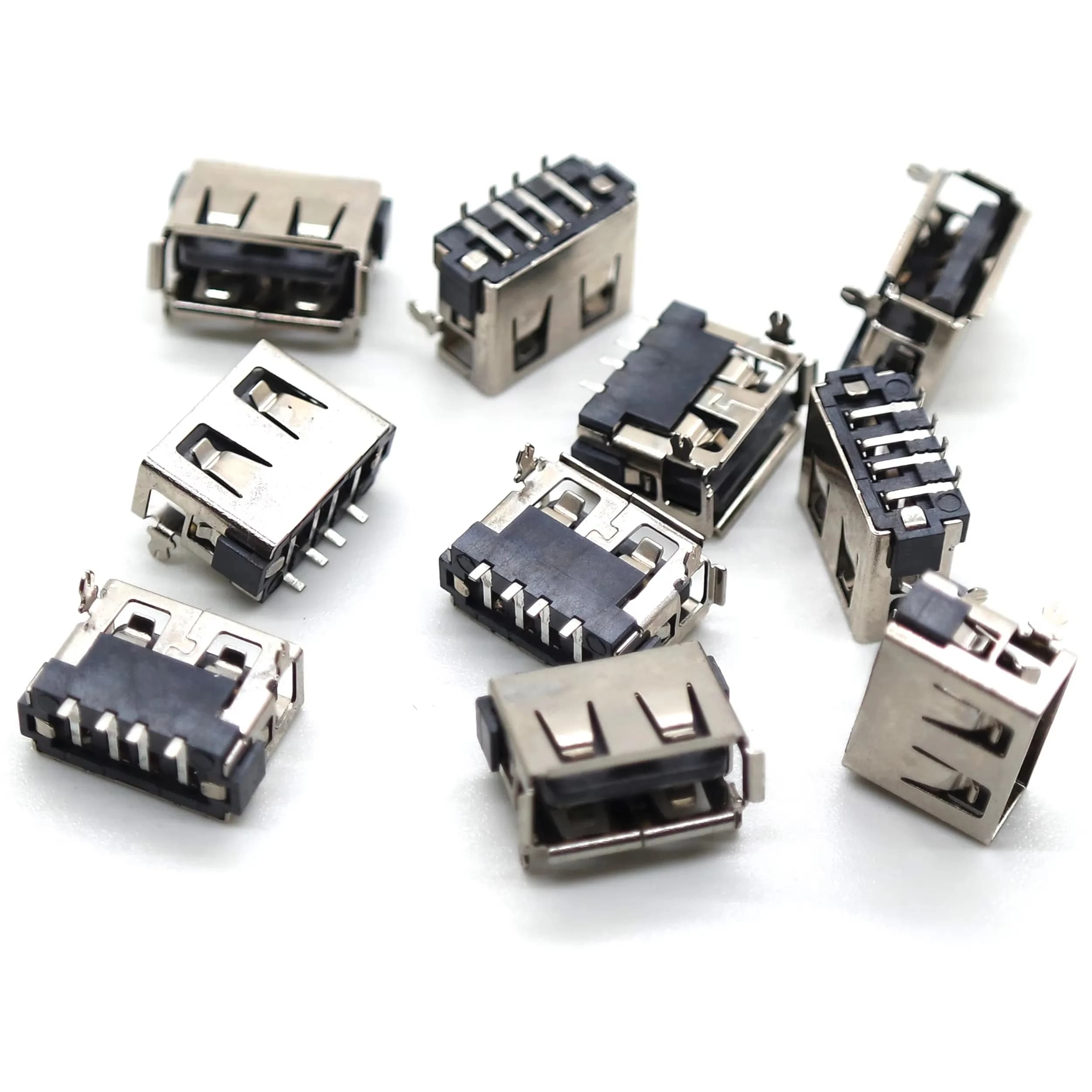 10PCS USB AF90 Gradi Spina Laterale Orizzontale Verticale 180 Gradi Curling Corpo Corto 10.0mm Bocca Piatta Bordi Presa USB Interfaccia