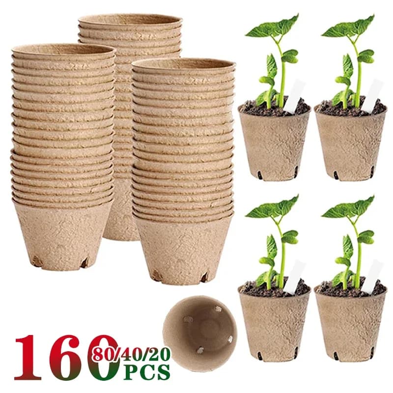 20-160PCS Seed Nursery Cup Growing Pot Tray Planter Paper Grow Plant Starter Flower Herb Biodegradable Eco-Friendly Garden Tools