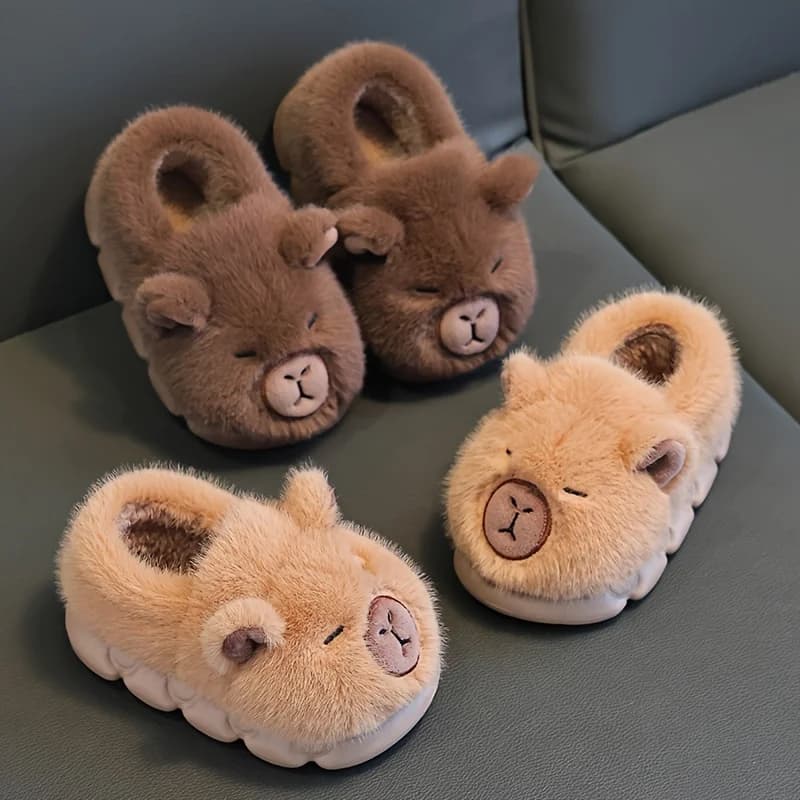 Pantofole invernali in cotone caldo per bambini Scarpe slip-on capibara carine per ragazzi e ragazze Suole morbide antiscivolo Leggere Chiusura facile da indossare