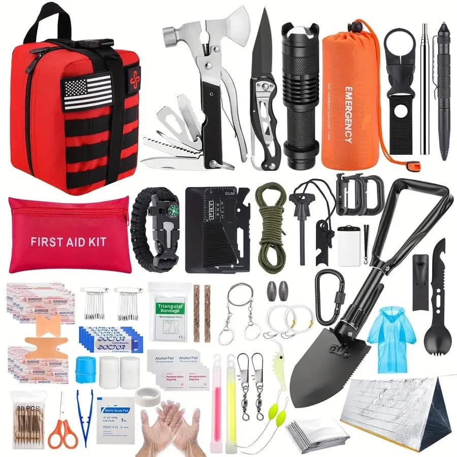 Kit di Sopravvivenza da 252 Pezzi, Kit di Pronto Soccorso con Borsa Compatibile con Sistema Molle e Tenda d'Emergenza, Kit di Emergenza per Terremoti, Attività all'Aperto