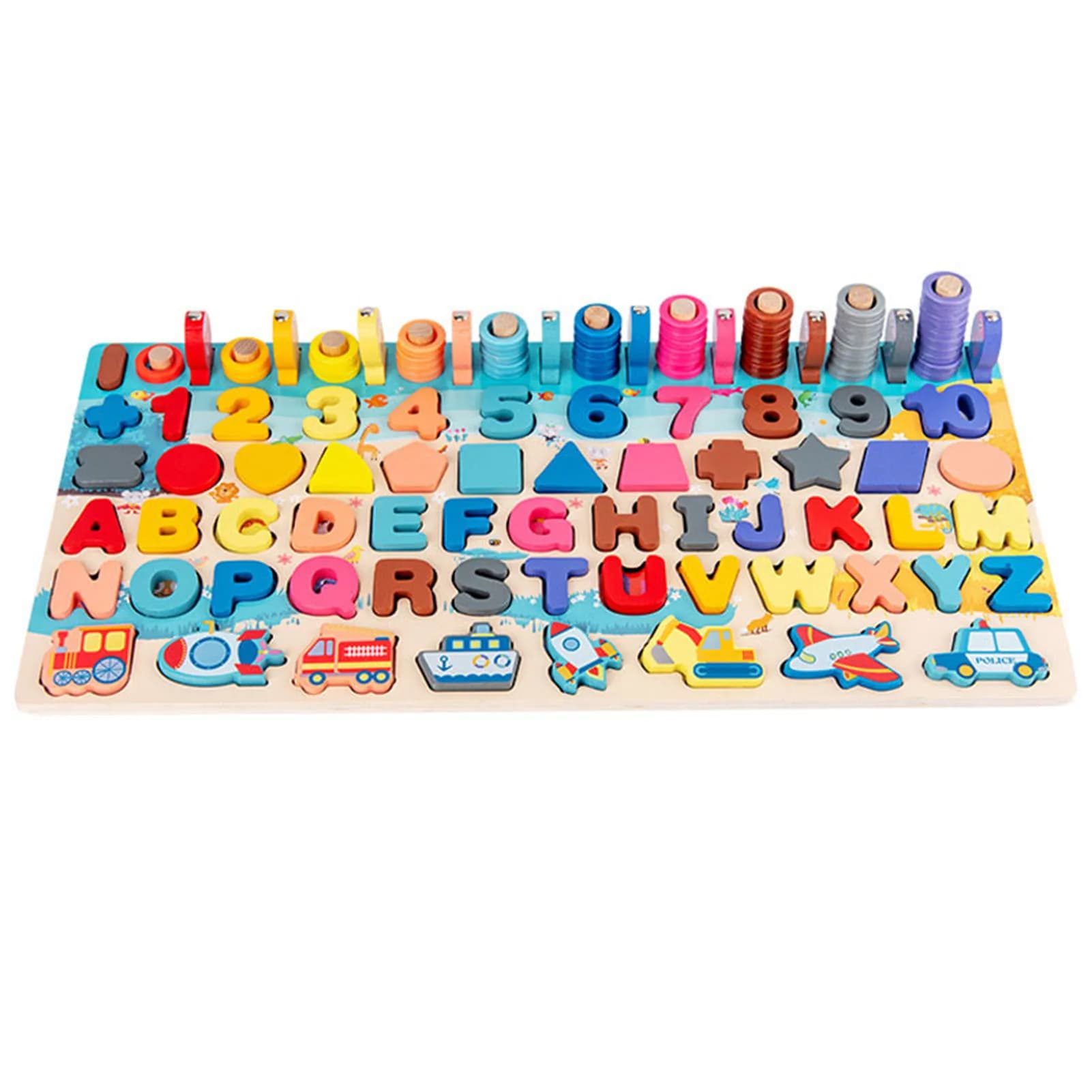 Giocattoli educativi in legno Gioco da tavolo Puzzle matematici Apprendimento a blocchi di colore per bambini Bambini piccoli