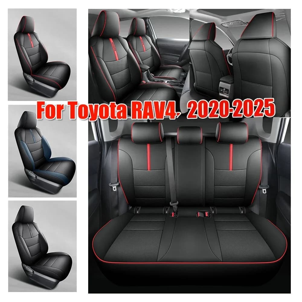 Seat Cover For Toyota RAV4 2025 2024 - 2020, Nappa Leather Front Rear Car Seat Cushion Armrest Cover Interior Decoration