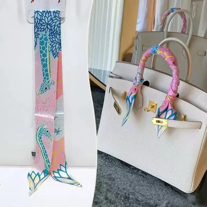 90 * 5 cm Streamer Classica europea e americana Giraffa femminile Twill Sciarpa di seta Borsa da imballaggio Manico Nastro Fascia Piccola seta