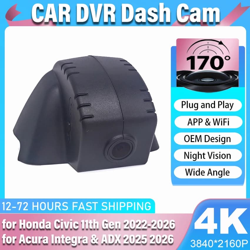 Nuovo! Dash Cam 4K per Honda Civic 11a Gen 2022-2026 Sedan Hatchback Si, per Acura Integra & ADX 2025 2026, Stile OEM, WiFi APP