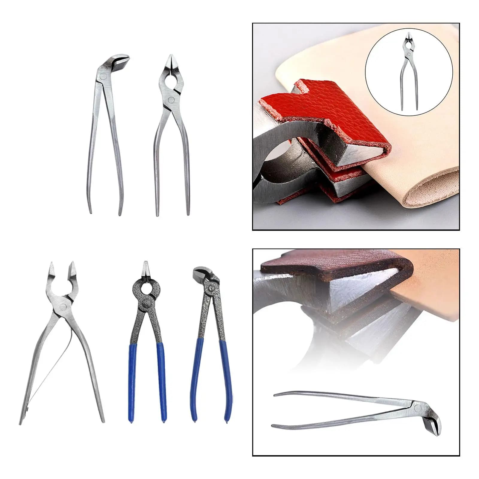 Pinza per morsetto in pelle Utensili manuali fai-da-te Taglio laterale Cesoie Z Pinze per piegare Pressa per appiattire Pinza per creazione di borse in pelle a testa dritta
