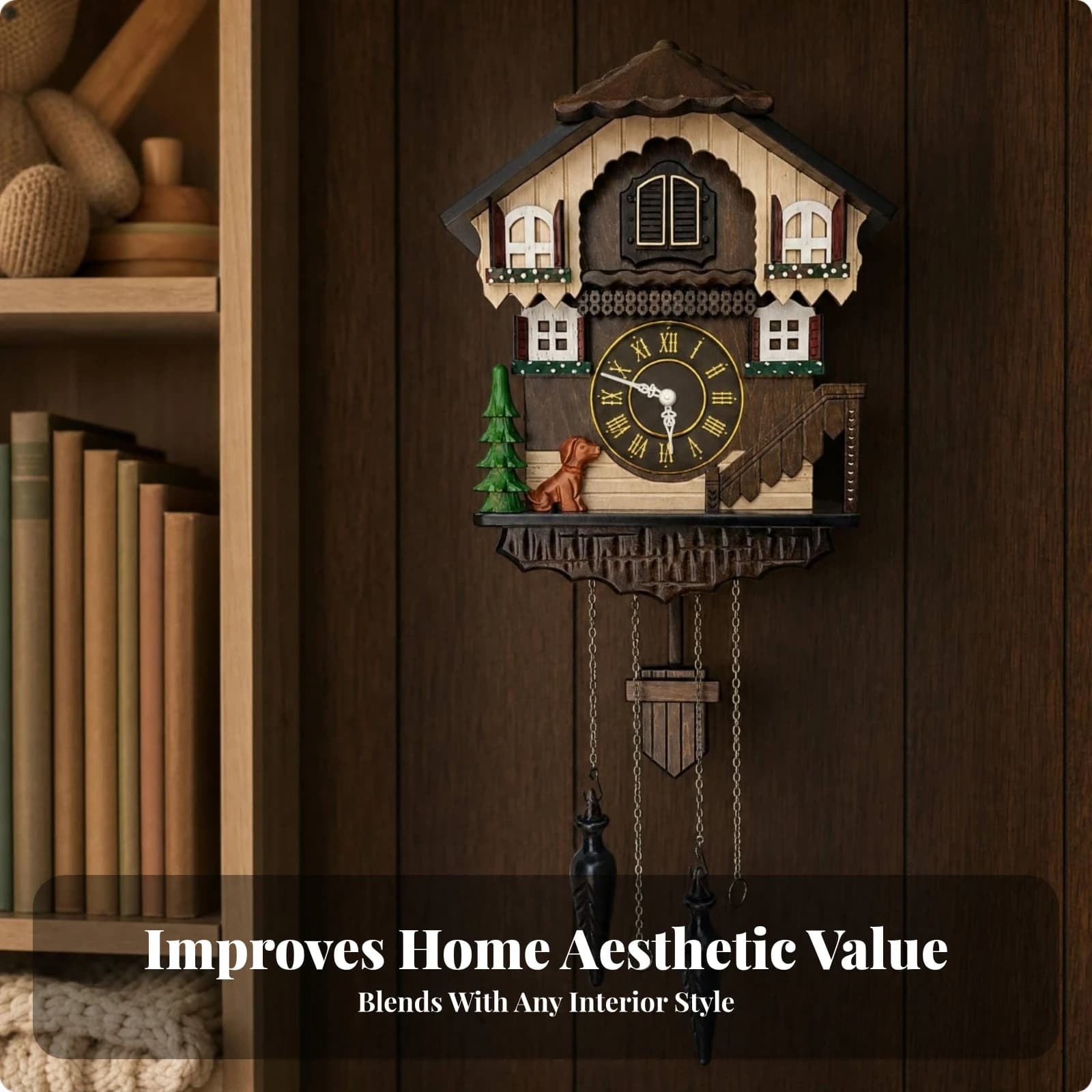 Wall-mounted Decorative Hanging Clock Chalet-shaped Cuckoo Clock Rustic Horloge Murale for Indoor Use