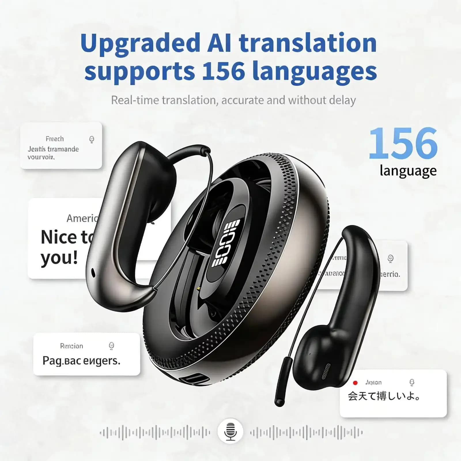 New X56 Star Ring Design Bluetooth 6.0 Earhook Earphones AI Translation Comfort Fit for Business Travel Office Music Daily Use