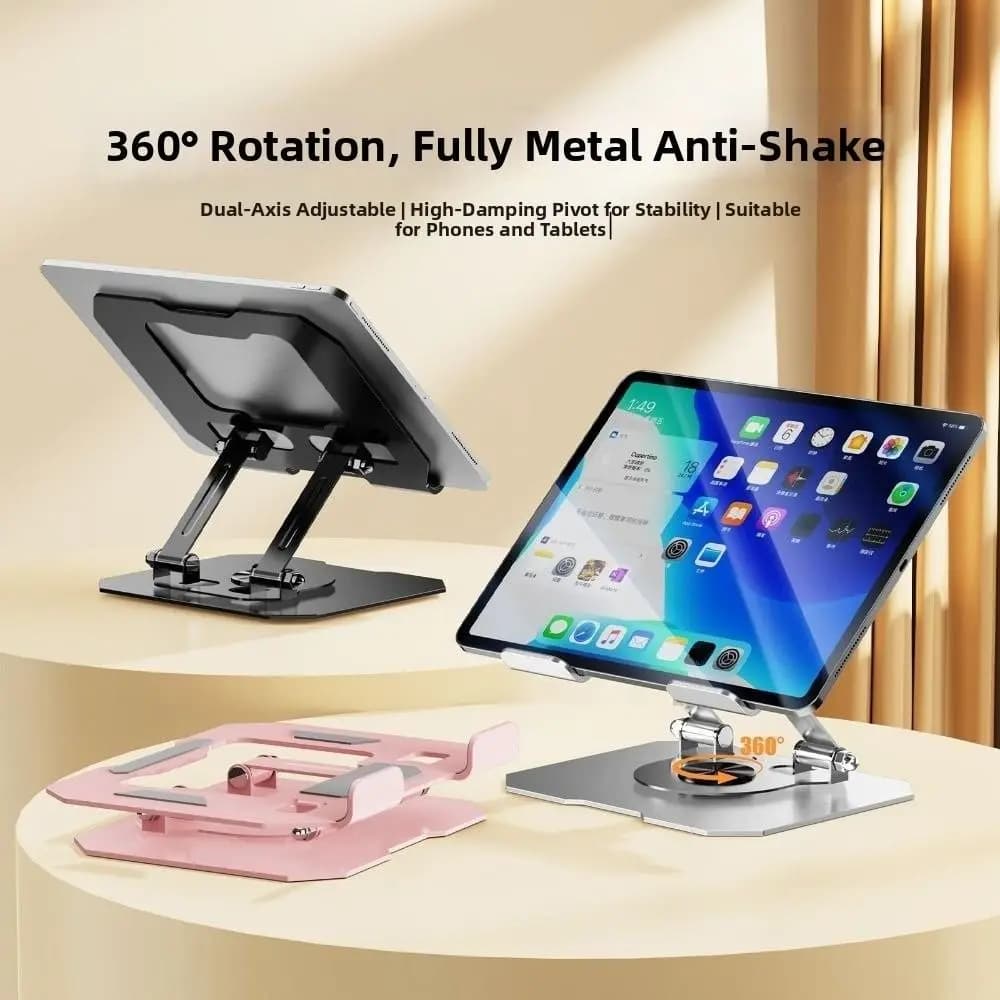 Robusto 360 ° Supporto per tablet girevole, regolabile, antiscivolo, supporto per laptop, durevole, salvaspazio, per uso desktop