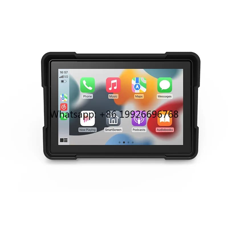 5 inch portable display for motorcycle with dashcam and CARPLAY, with integrated DVR camera